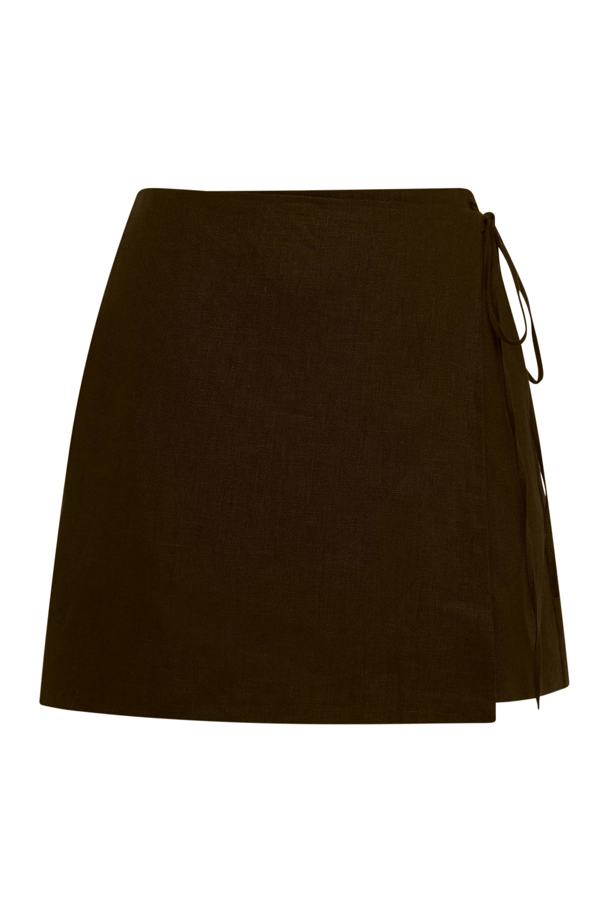 Sibyl Linen Wrap Skirt - Chocolate
