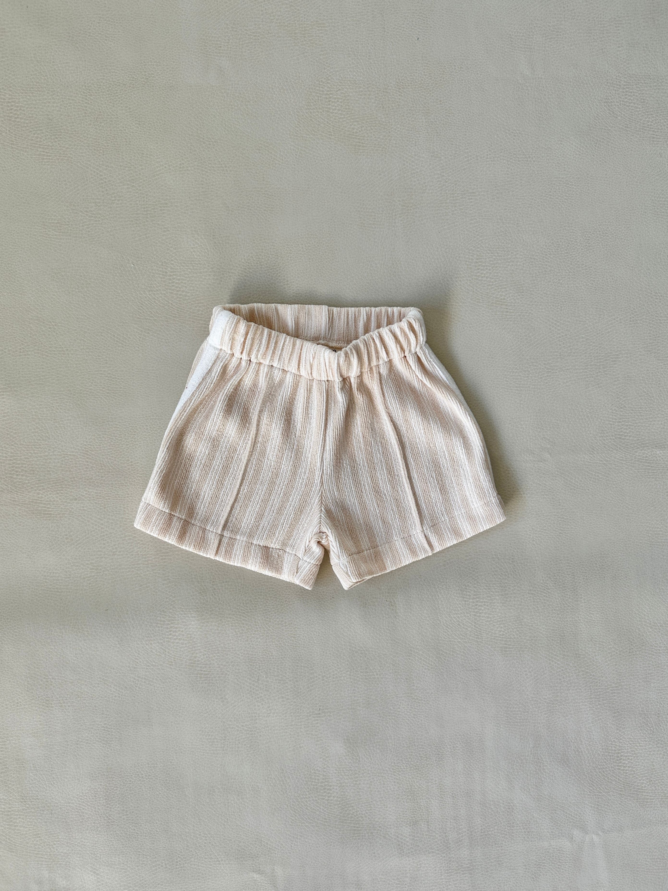 Teo Stripe Cotton Terry Shorts - Sandy Stripe