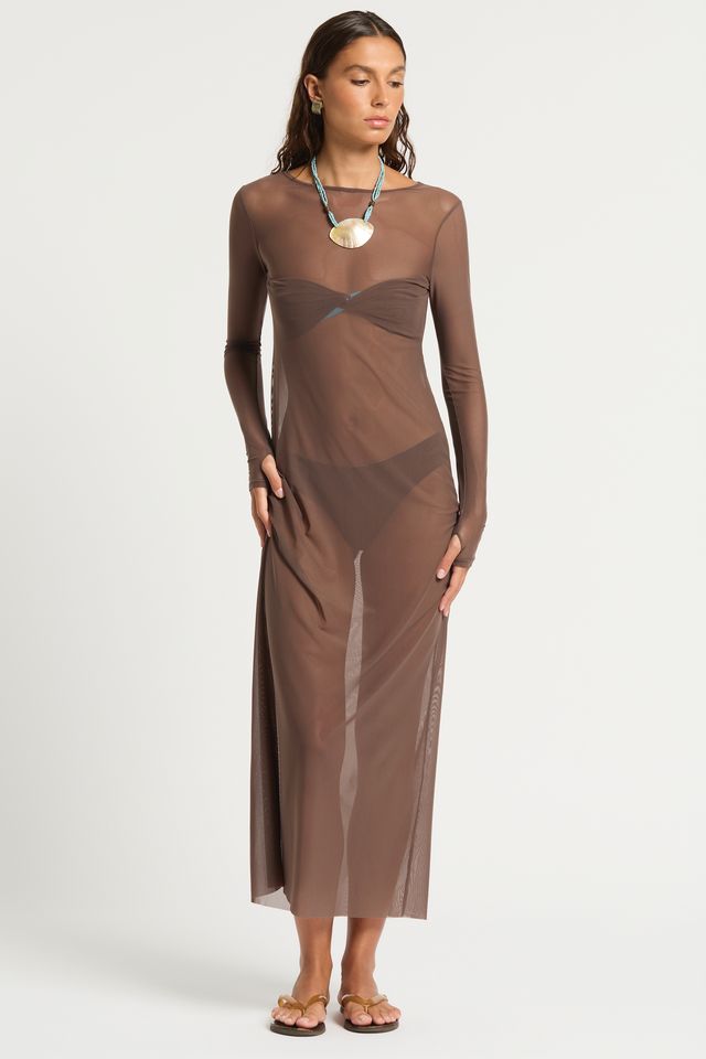 Giselle Midi Dress - Rosewood Mesh
