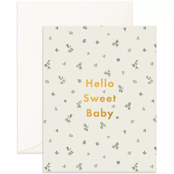 Fox & Fallow Hello Sweet Baby Broderie Greeting Card