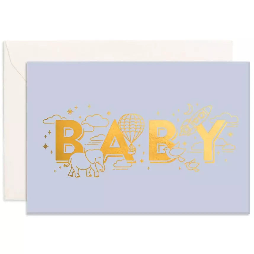 Fox & Fallow Baby Universe Duck Egg Blue Mini Greeting Card